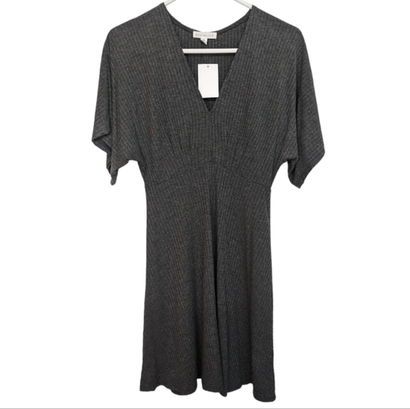 Socialite Babydoll Boho Dress Deep V Neck Short Sleeve Ribbed Womens Size XS NWT - Picture 1 of 5